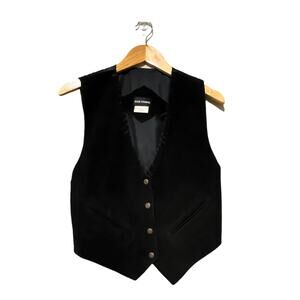 Paul Harris Vest Size M Black Suede Leather Snap Front Pockets Oklahoma